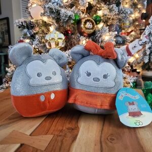 Minnie and Mickey Mouse Disney 100 Years Silver Red 5" Squishmallows NWT